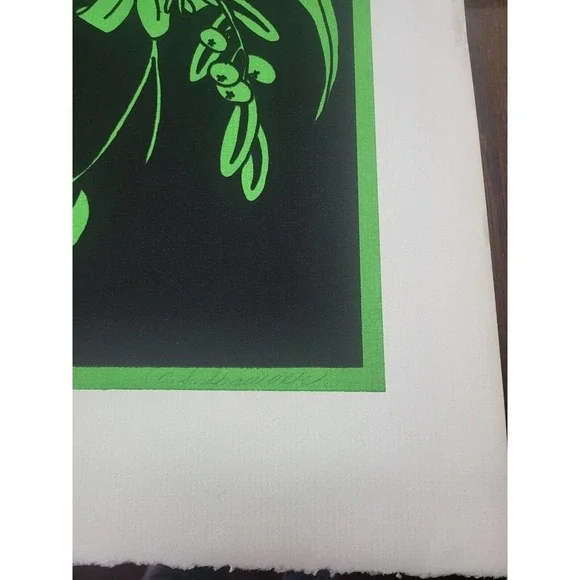 C.S. Shawver Beautiful Green Floral Black Background Art Print 7/90
